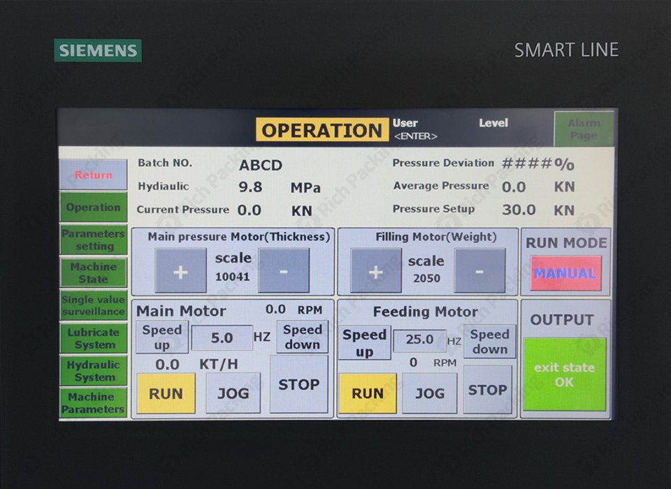 Tablet press PLC control